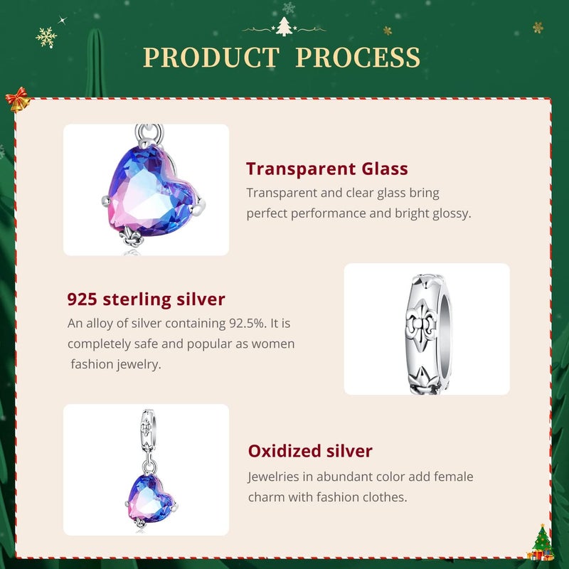 VOROCO Store 925 Sterling Silver Love Heart Charm for Charm Bracelet, Christmas Mother's Day Birthday Perfect Jewelry Gifts for Mom Grandma Daughter Friend Sister - Image 4